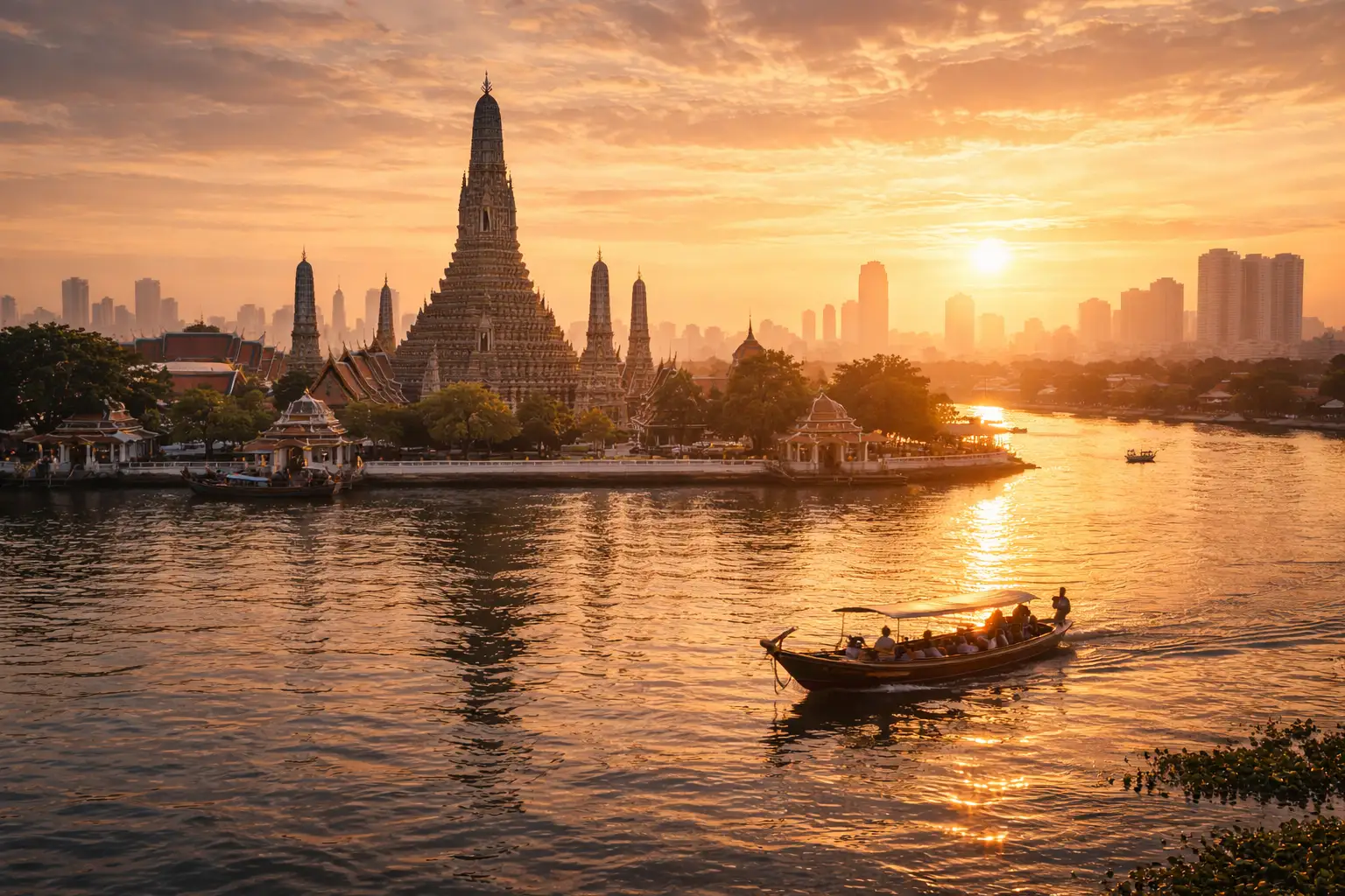 Editorial-style image representing tourism spending and foreign currency flowing into Bangkok during Thailand’s late-1990s recovery