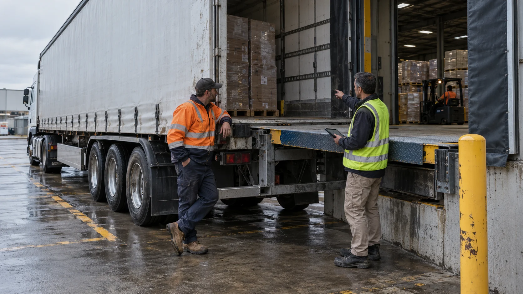 A handover at the loading dock, the moment Incoterms decide who carries clearance responsibility