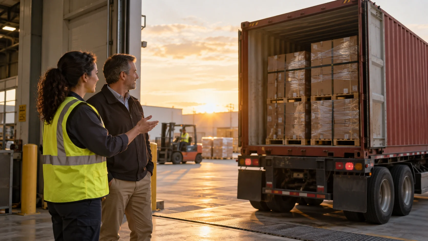 A move coordinator and driver confirming a personal effects consignment before departure