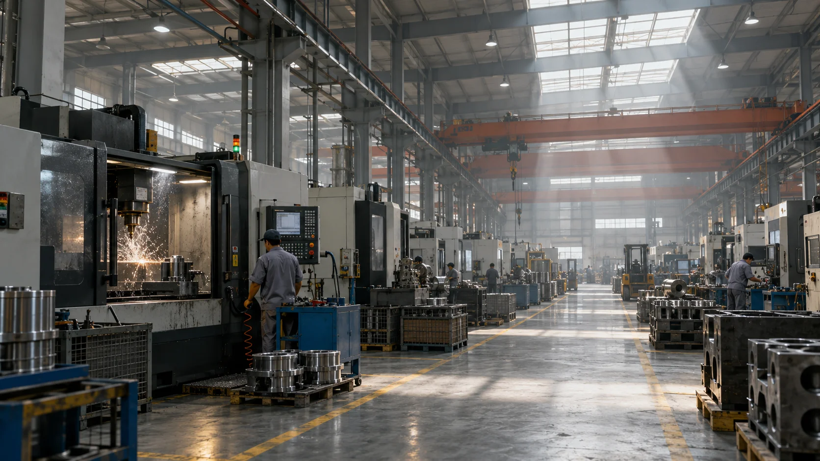 Wide view of a Chinese manufacturing facility floor
