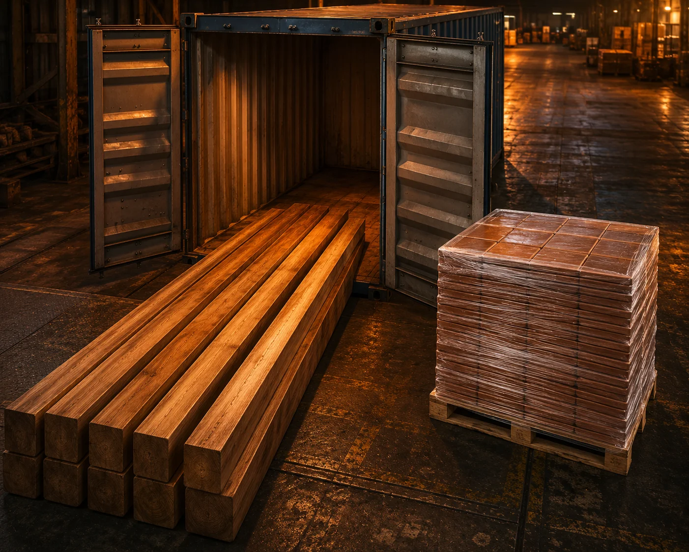 Shipping containers with Vietnamese building materials at an Australian port