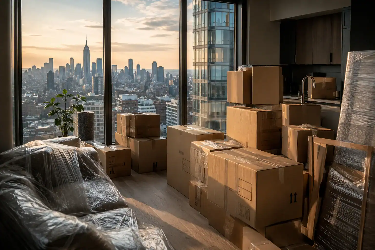 Person packing apartment with hidden costs of moving abroad for work