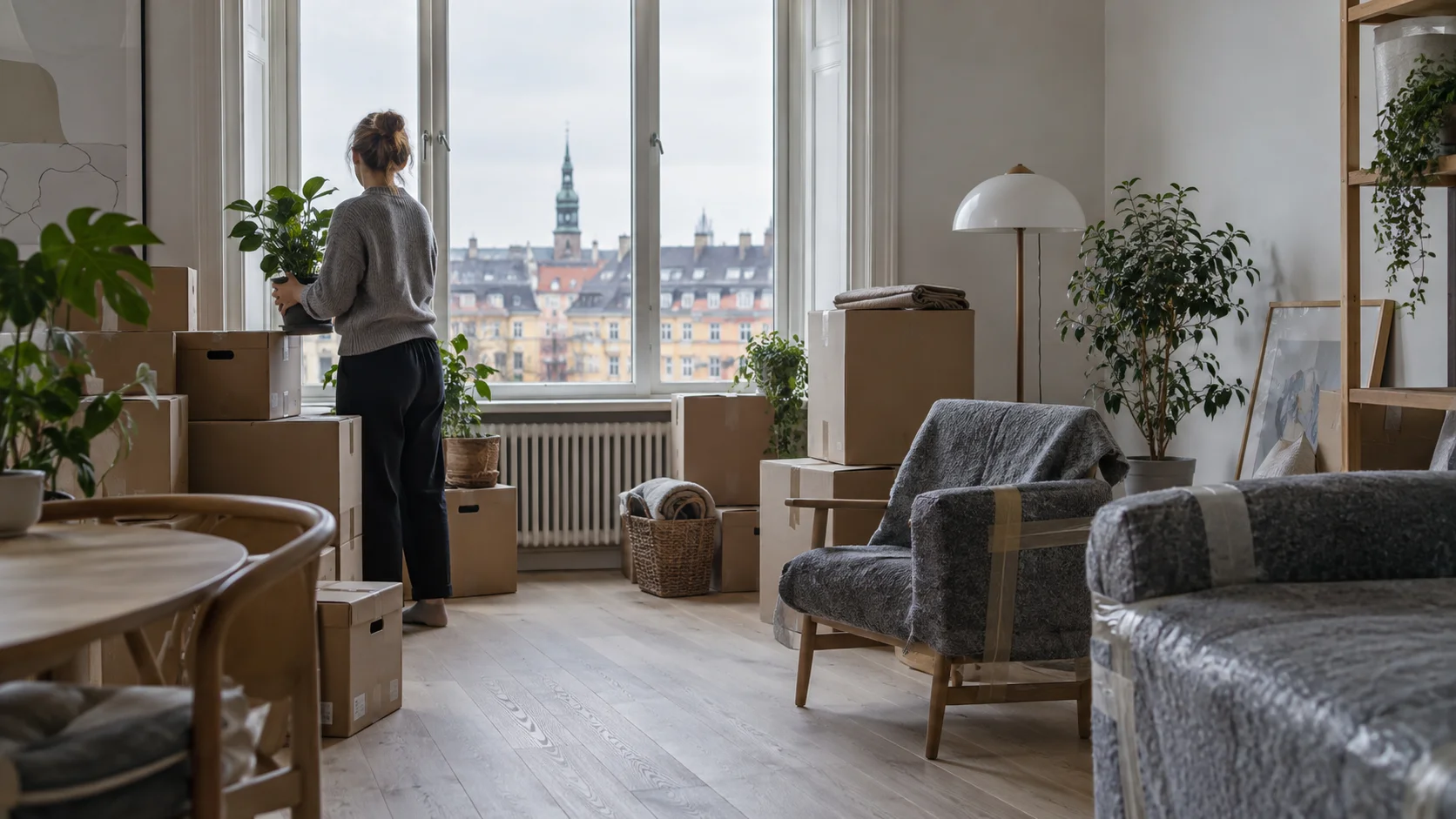 Copenhagen apartment part way through packing