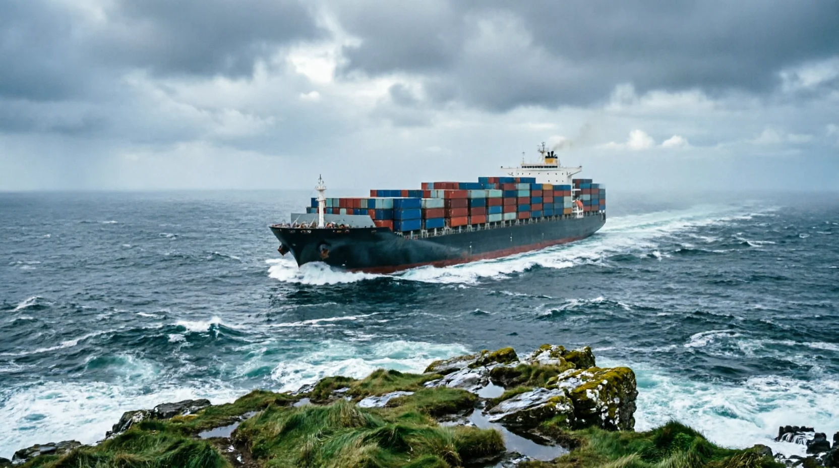 A container ship on the longer Cape of Good Hope routing that still governs Sweden to Thailand transit times