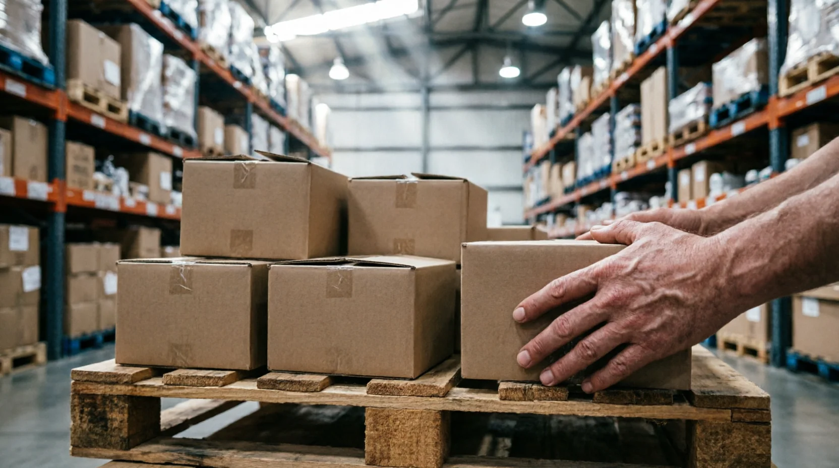Inside a consolidation warehouse.
