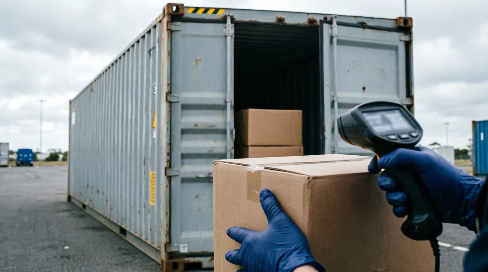 Scanning a consignment at the container yard during Australian customs clearance
