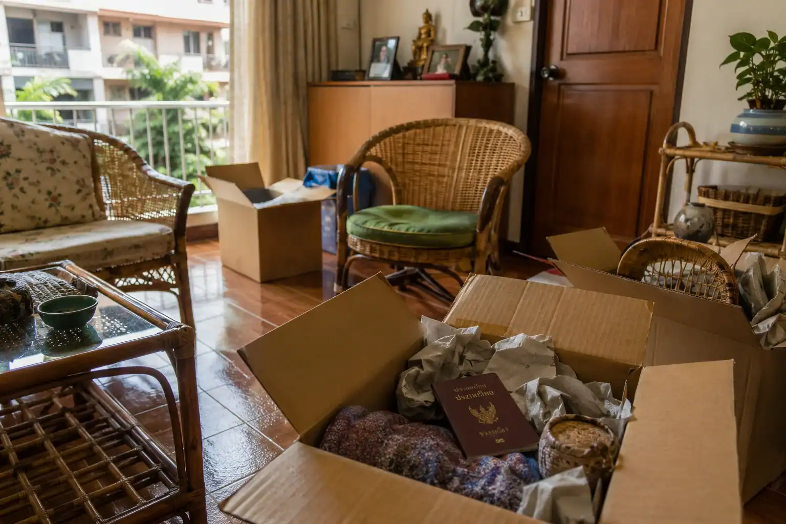 Household goods being prepared for duty-free shipment under Thai retirement visa